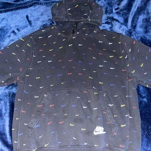 Nike Men’s Sportswear Club Fleece Swoosh Allover Print Pullover Hoodie